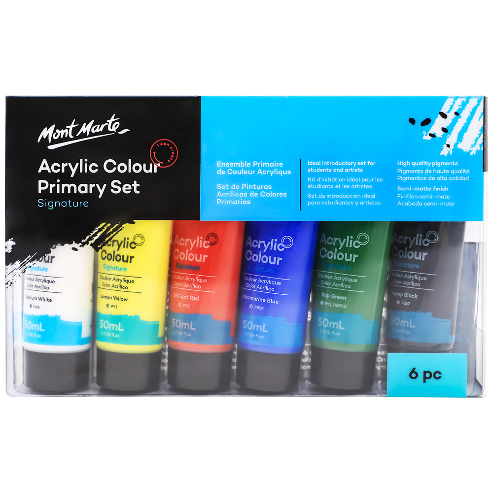 Mont Marte Acrylic Colour Paint Set 6pc x 50ml - Al Masam Stationery LLC Main image