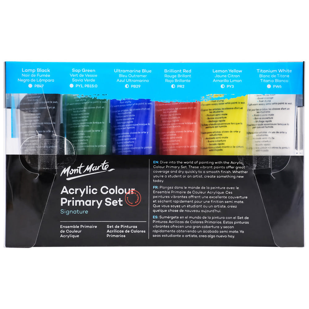 Mont Marte Acrylic Colour Paint Set 6pc x 50ml Secondary image