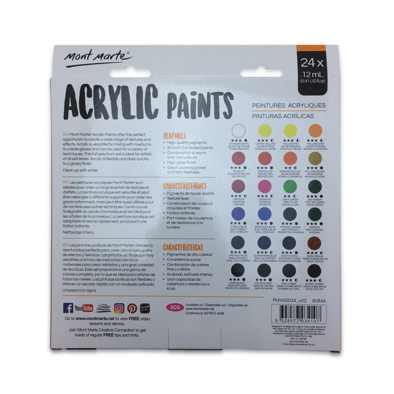 Mont Marte Acrylic Paints 24pc x 12ml Secondary image