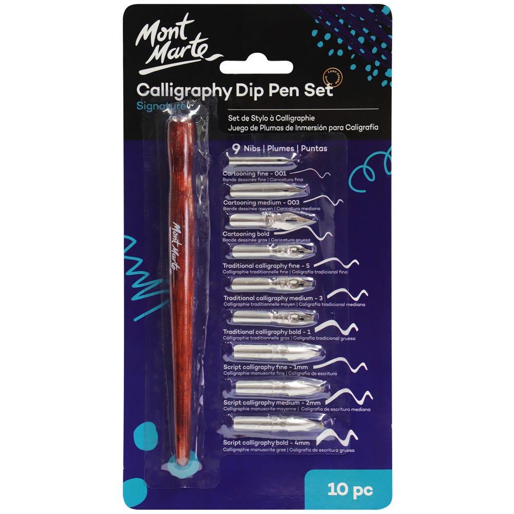 Mont Marte Calligraphy Dip Pen Set - 9 Nib - Al Masam Stationery LLC Main image