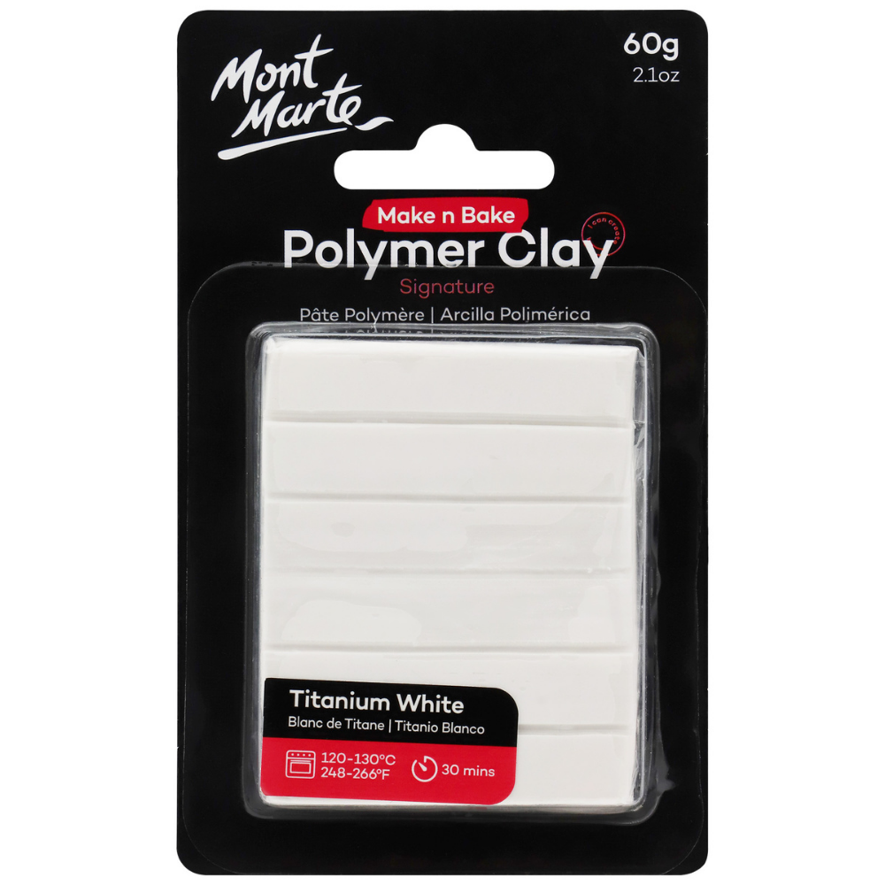 Mont Marte Make n Bake Polymer Clay 60g - Titanium White - Al Masam Stationery LLC Main image