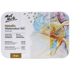 Mont Marte Metallic Watercolour Cake Set in Tin 21pc - Al Masam Stationery LLC