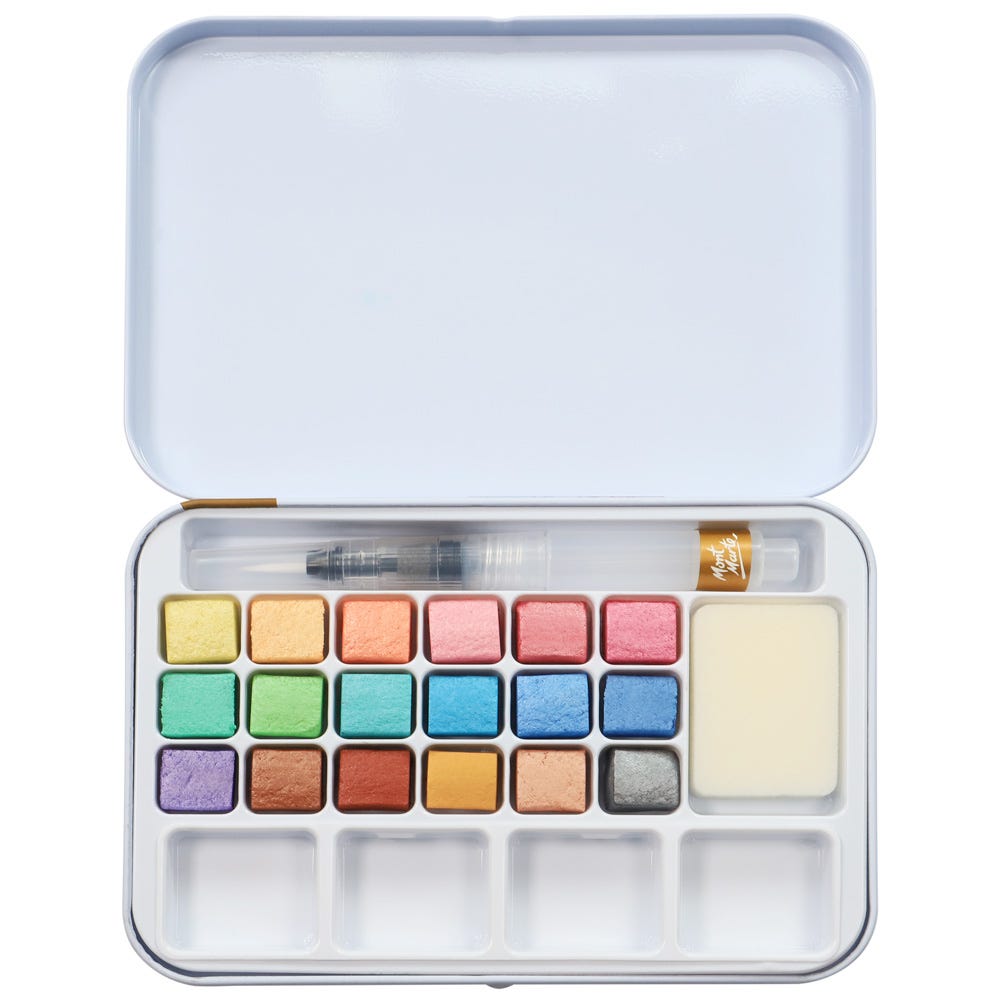 Mont Marte Metallic Watercolour Cake Set in Tin 21pc - Al Masam Stationery LLC