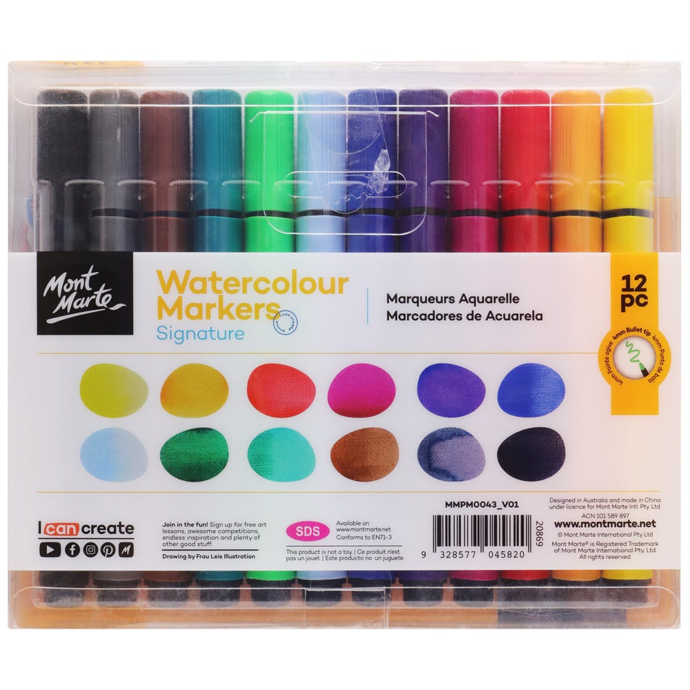Mont Marte Watercolour Markers 12pc Tri Grip in Case Secondary image