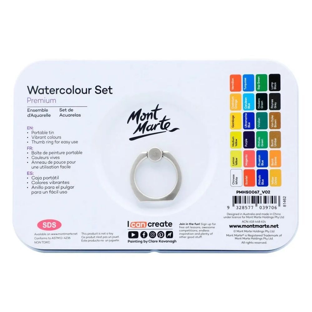 Mont Marte Watercolour Set in Tin 27pc - Al Masam Stationery LLC Main image