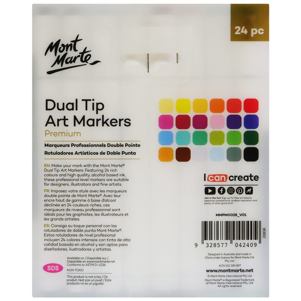 Mont Marte Dual Tip Alcohol Art Markers 24pc for Illustration, Manga & Smooth Blending Secondary image