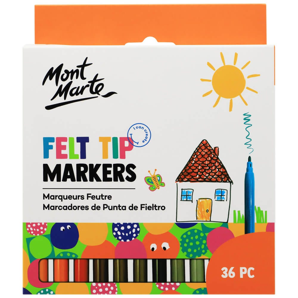 Mont marte Kids Felt Tip Markers 36pc - Basics - Al Masam Stationery LLC