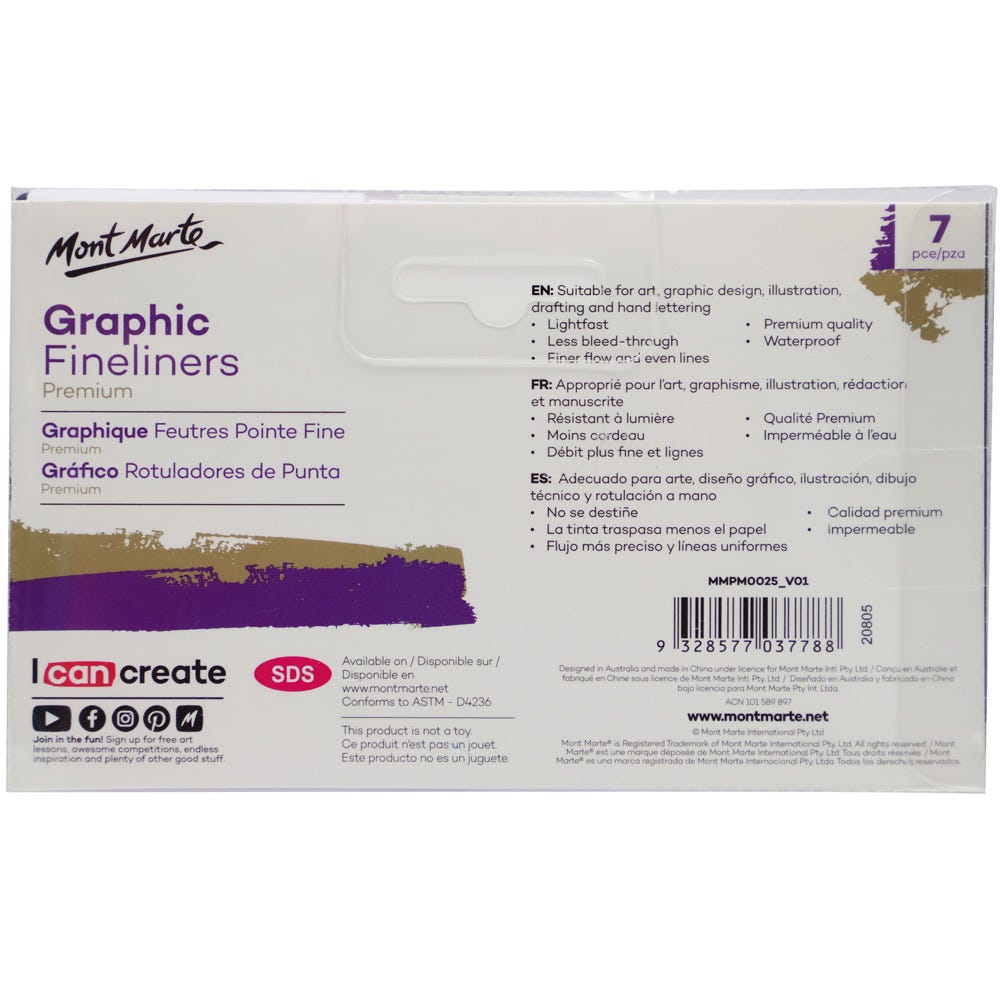 Mont Marte Graphic Fineliners Set 7pc - Al Masam Stationery LLC Main image