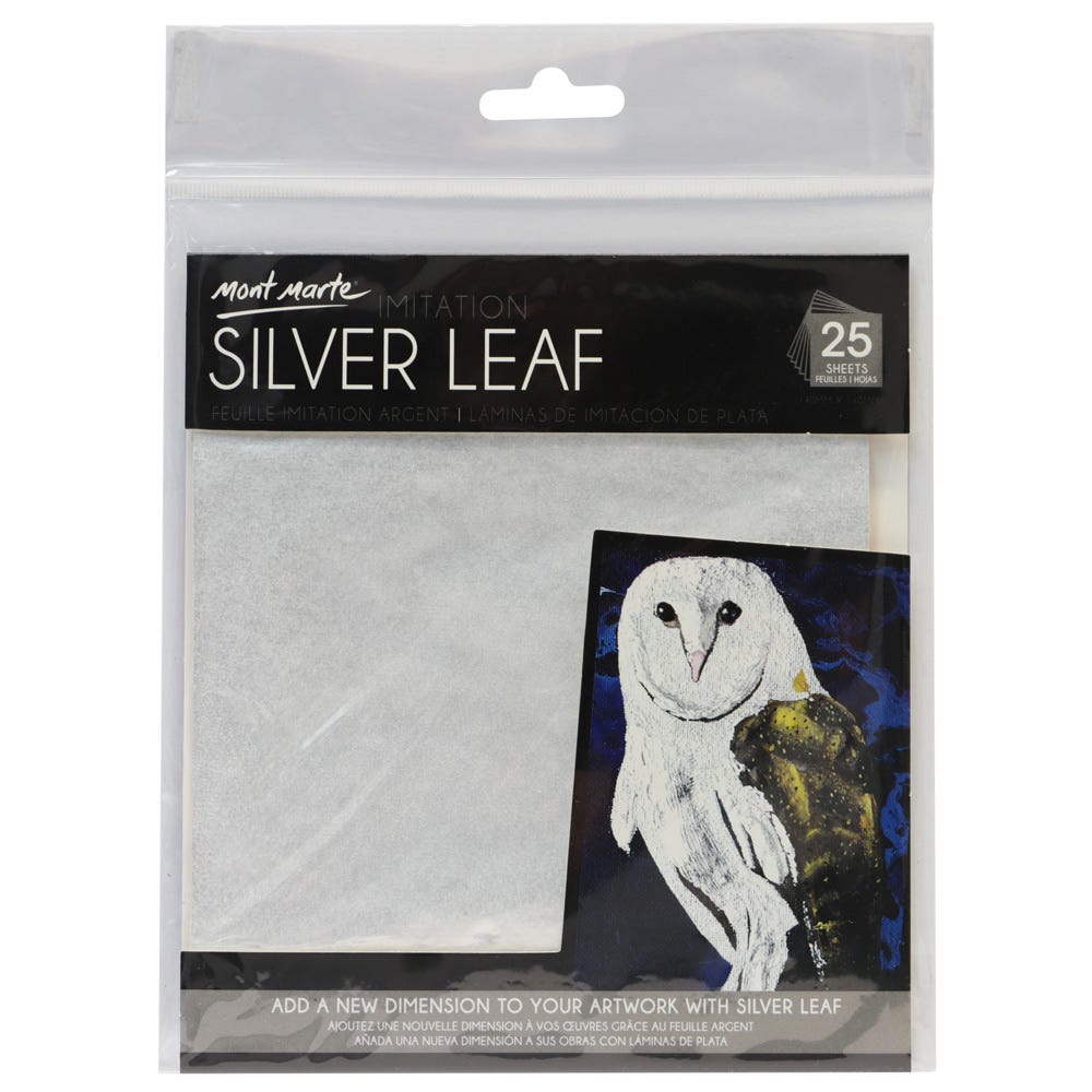 Mont Marte Imitation Silver Leaf 14x14cm 25 sheets - Al Masam Stationery LLC Main image