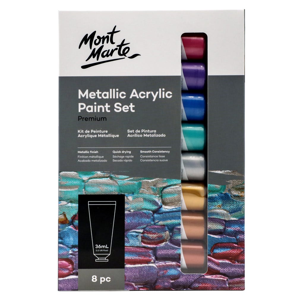 Mont Marte Metallic Acrylic Paint Set 8pc x 36ml - Al Masam Stationery LLC - art & craft - art & craft