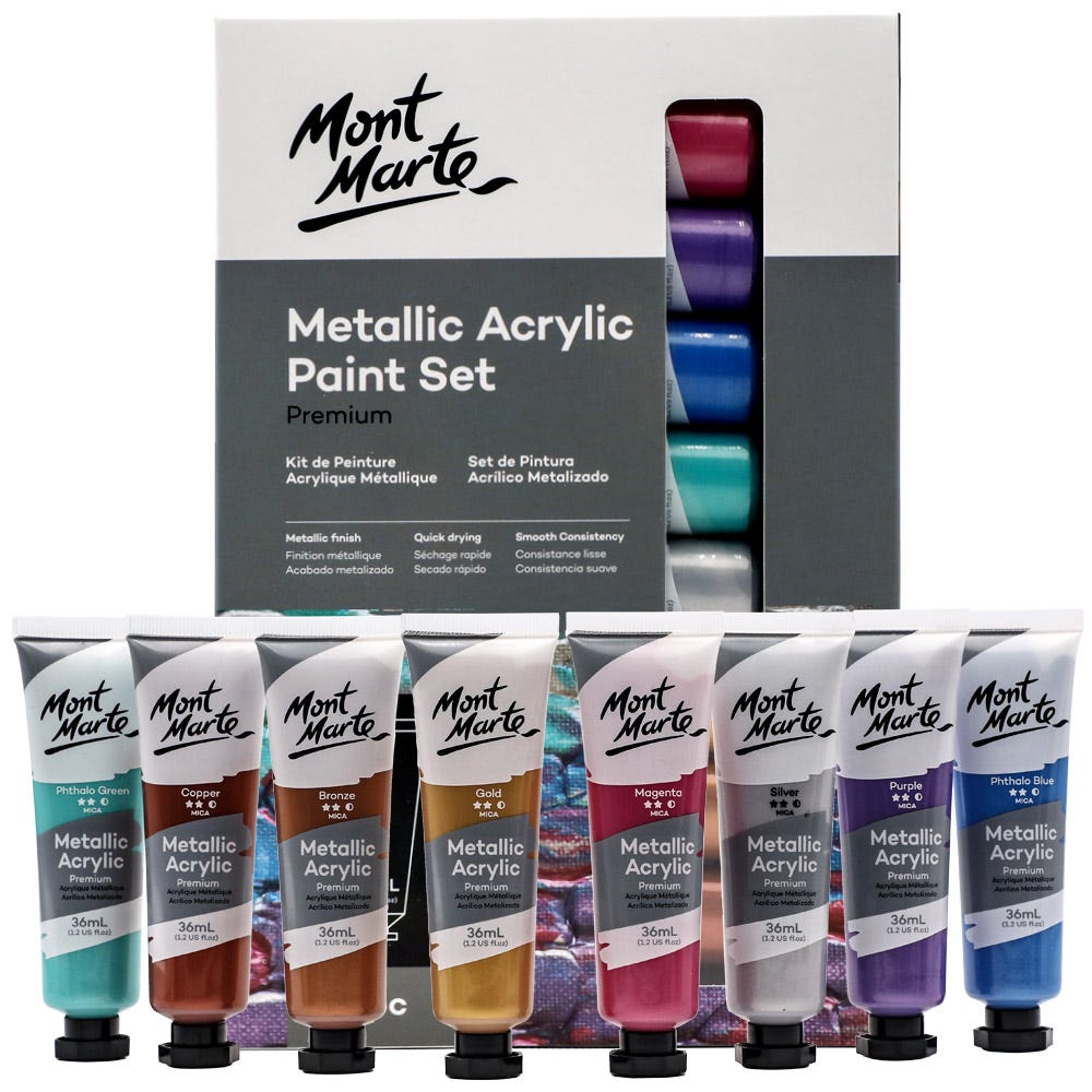 Mont Marte Metallic Acrylic Paint Set 8pc x 36ml - Al Masam Stationery LLC - art & craft - art & craft