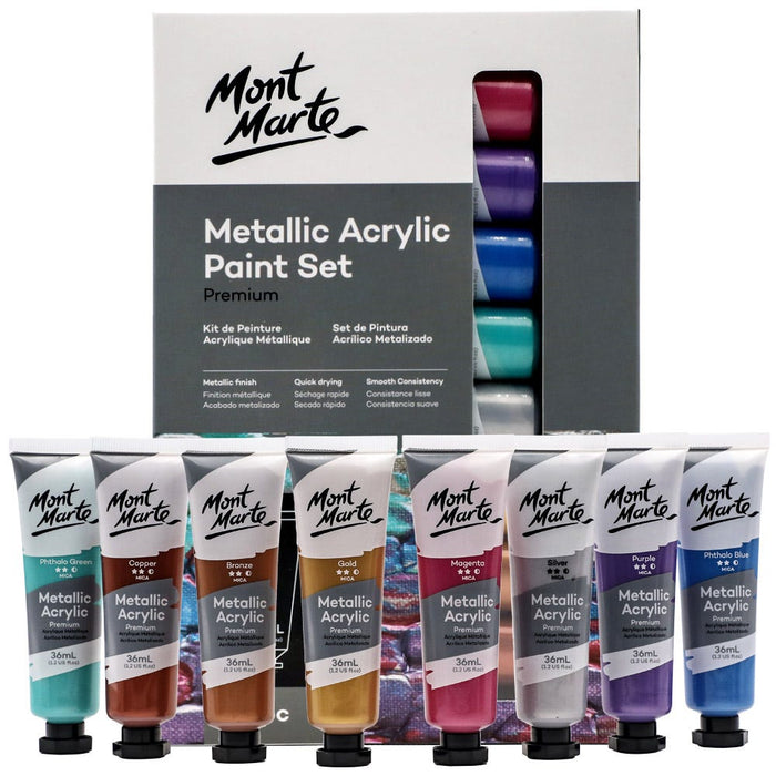 Mont Marte Metallic Acrylic Paint Set 8pc x 36ml - Al Masam Stationery LLC - art & craft - art & craft