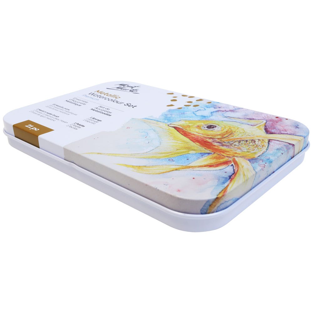 Mont Marte Metallic Watercolour Cake Set in Tin 21pc - Al Masam Stationery LLC