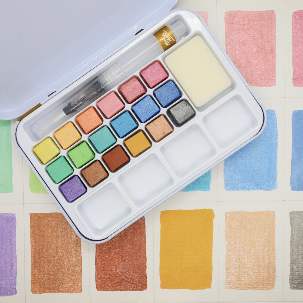 Mont Marte Metallic Watercolour Cake Set in Tin 21pc - Al Masam Stationery LLC