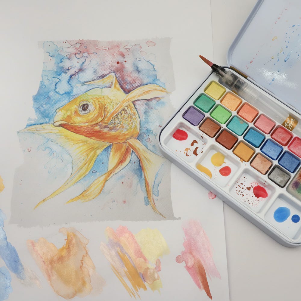 Mont Marte Metallic Watercolour Cake Set in Tin 21pc - Al Masam Stationery LLC