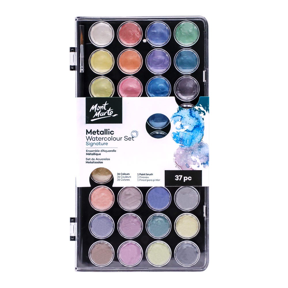 Mont Marte Metallic Watercolour Cake Set 37pc - Al Masam Stationery LLC Main image