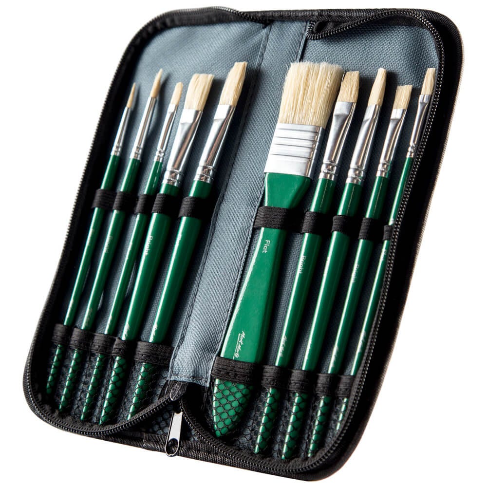 Mont Marte Brush Set in Wallet 11pc - Oil - Al Masam Stationery LLC