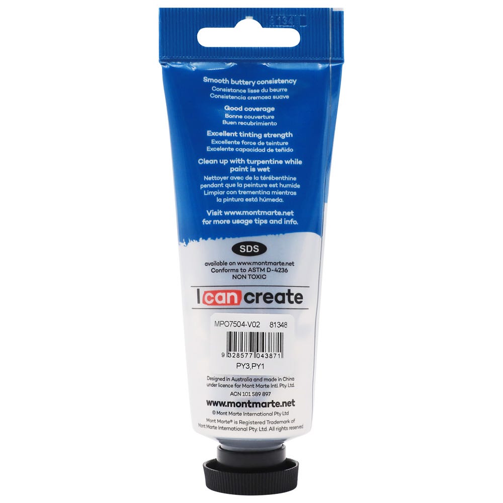 Mont Marte Oil Paint 75ml - Medium Yellow - Al Masam Stationery LLC