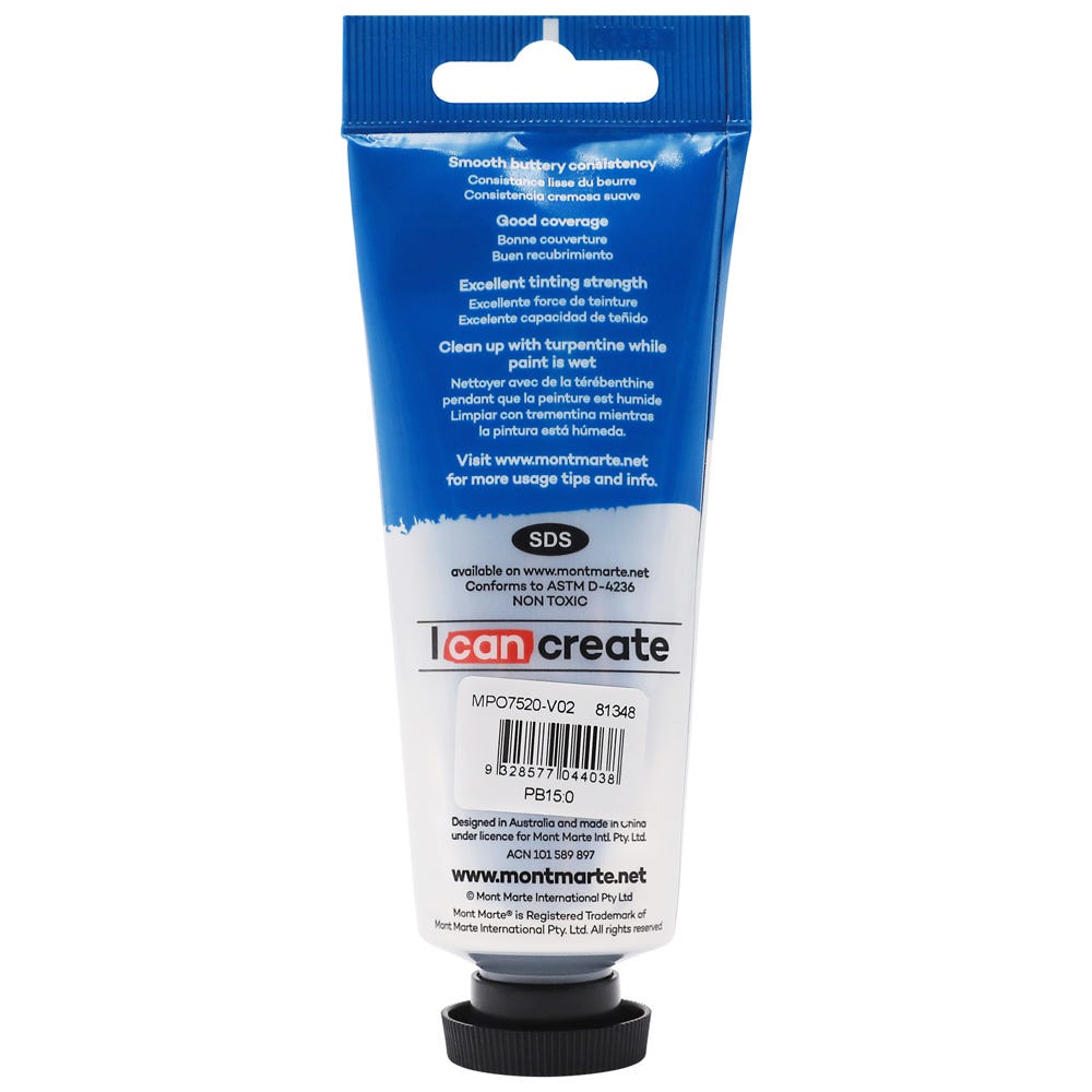 Mont Marte Oil Paint 75ml - Phthalo Blue Secondary image