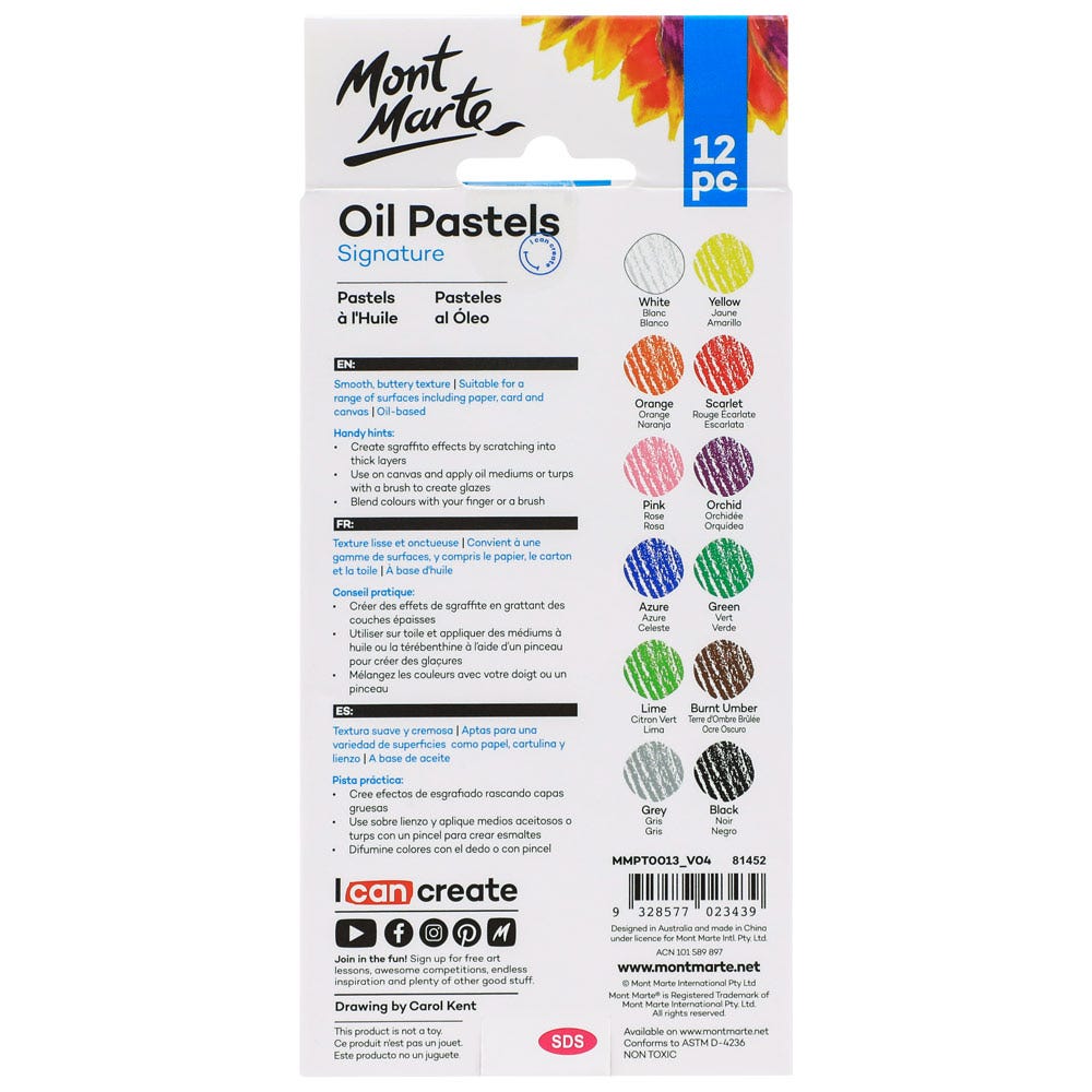 Mont Marte Oil Pastels 12pc - Al Masam Stationery LLC