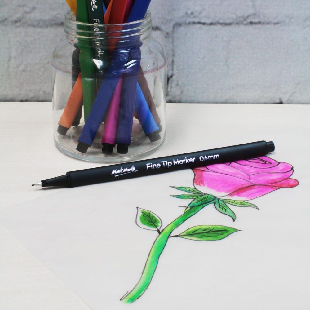 Mont Marte Fine Tip Marker 12pc Tri Grip in Case - Al Masam Stationery LLC