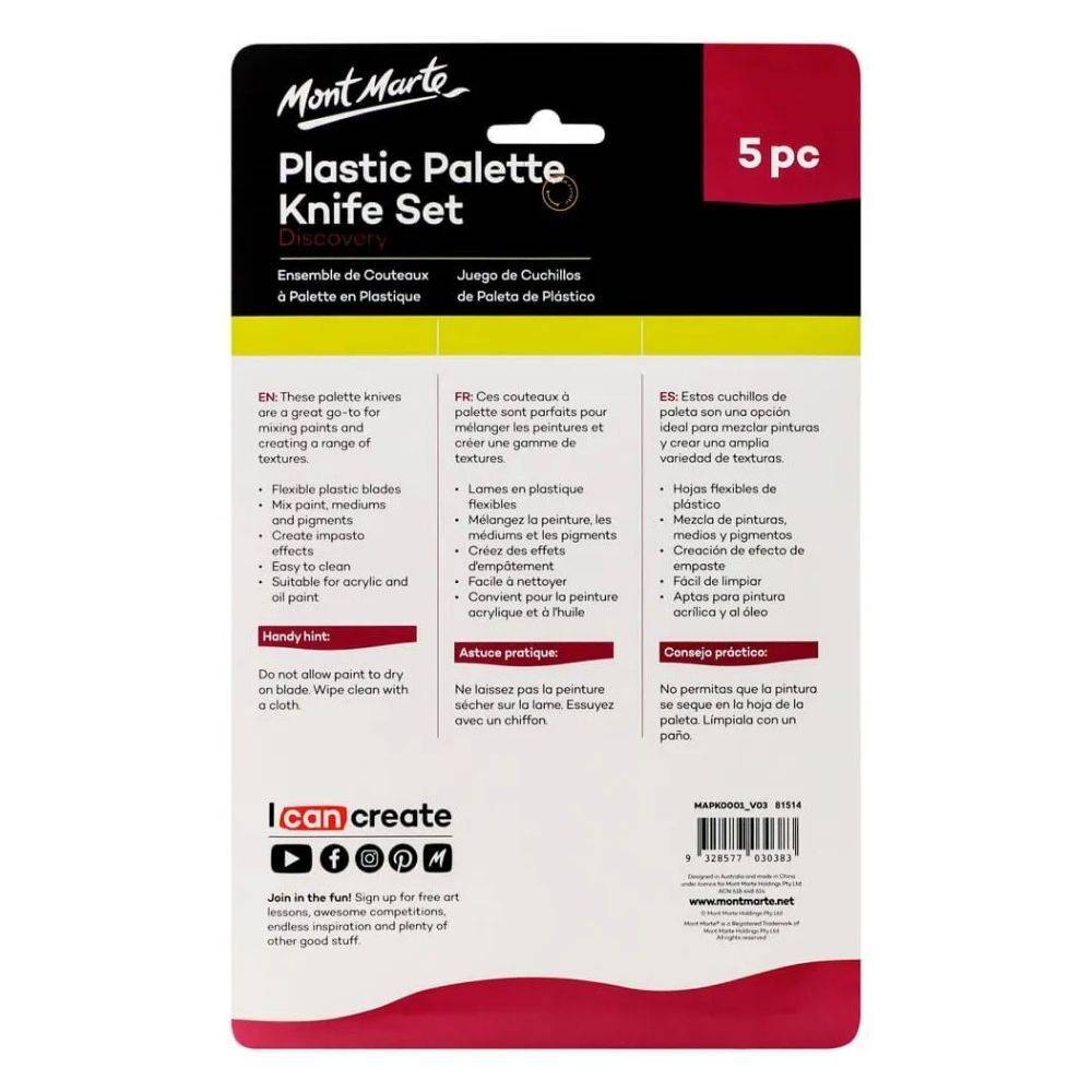 Mont Marte Studio Palette Knife Set 5pc - Plastic - Al Masam Stationery LLC