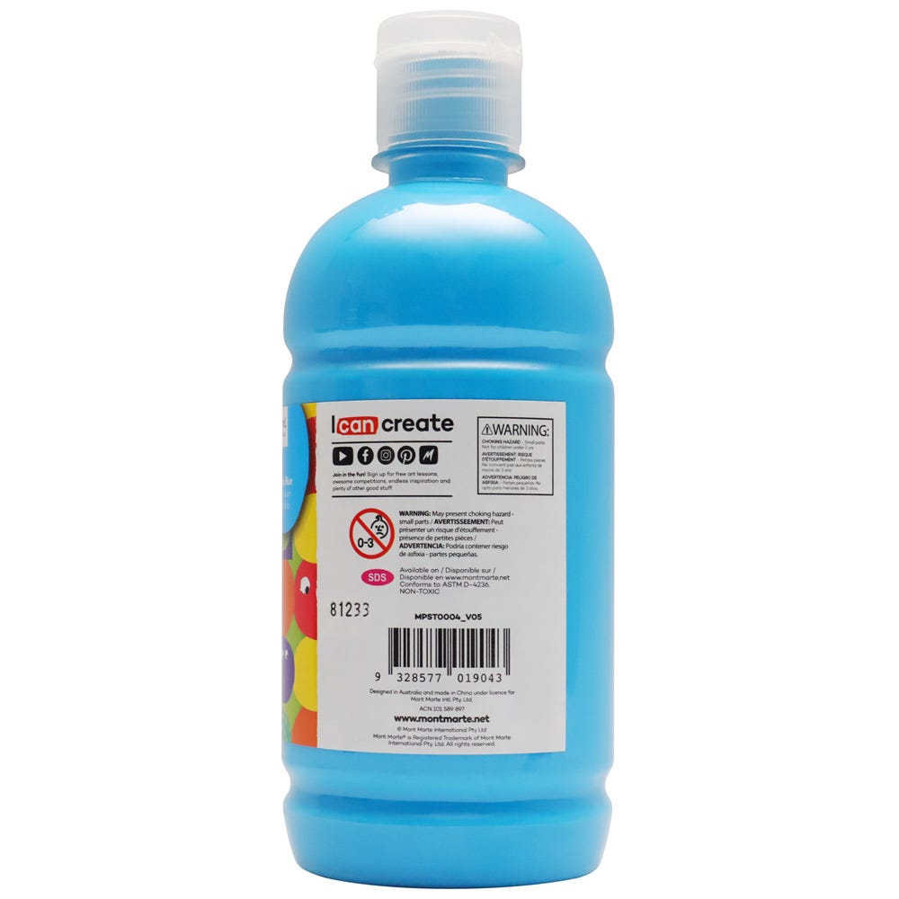 Mont Marte Poster Paint 500ml - Cerulean Blue - Al Masam Stationery LLC