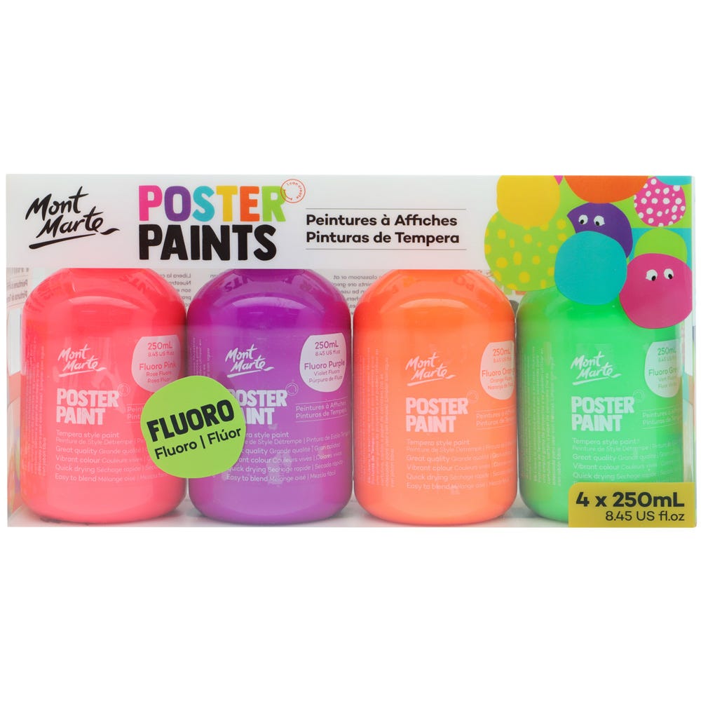 MM Poster Paint 250ml 4pc - Fluoro - Al Masam Stationery LLC Main image