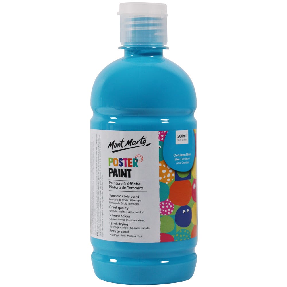 Mont Marte Poster Paint 500ml - Cerulean Blue - Al Masam Stationery LLC