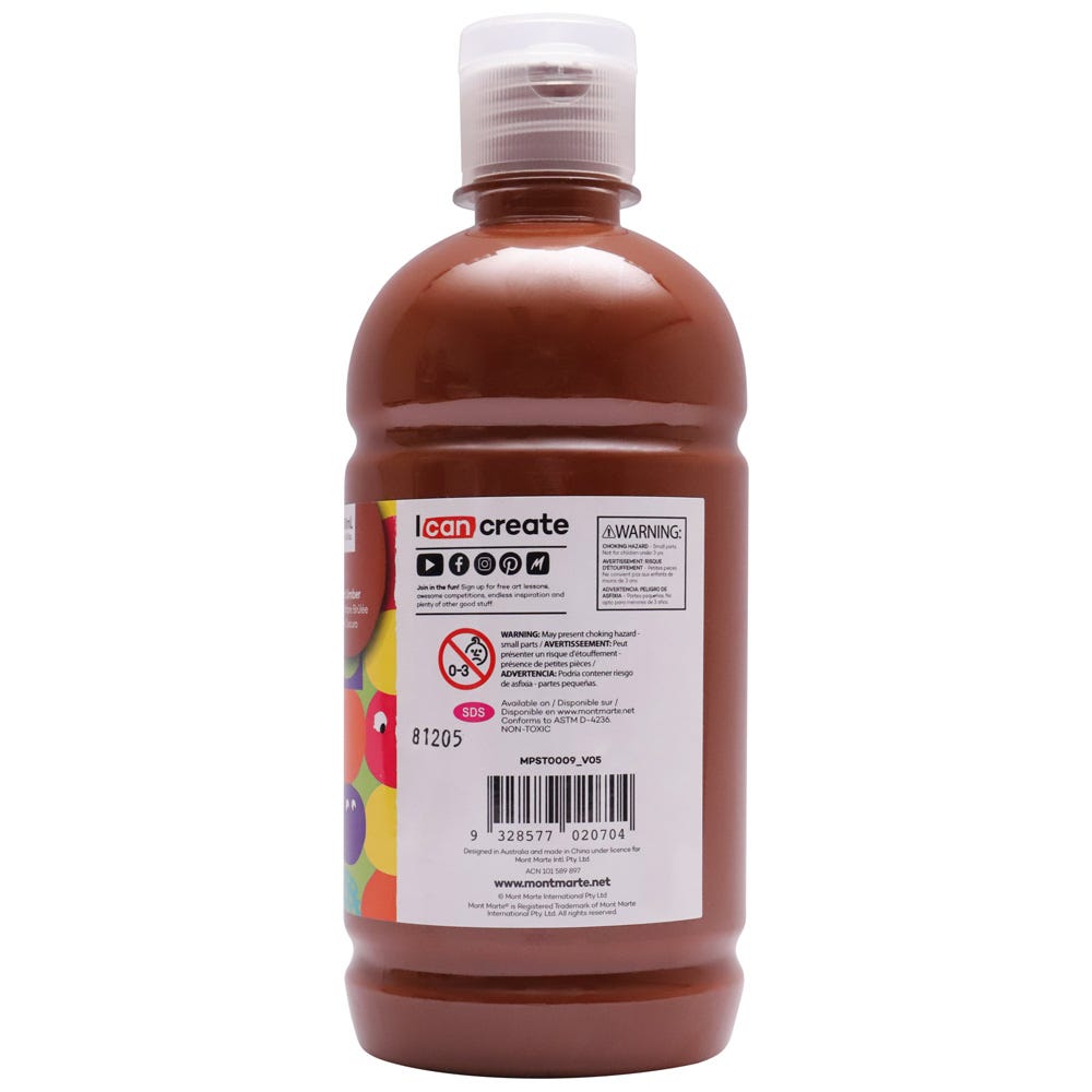 Mont Marte Poster Paint 500ml - Burnt Umber - Al Masam Stationery LLC