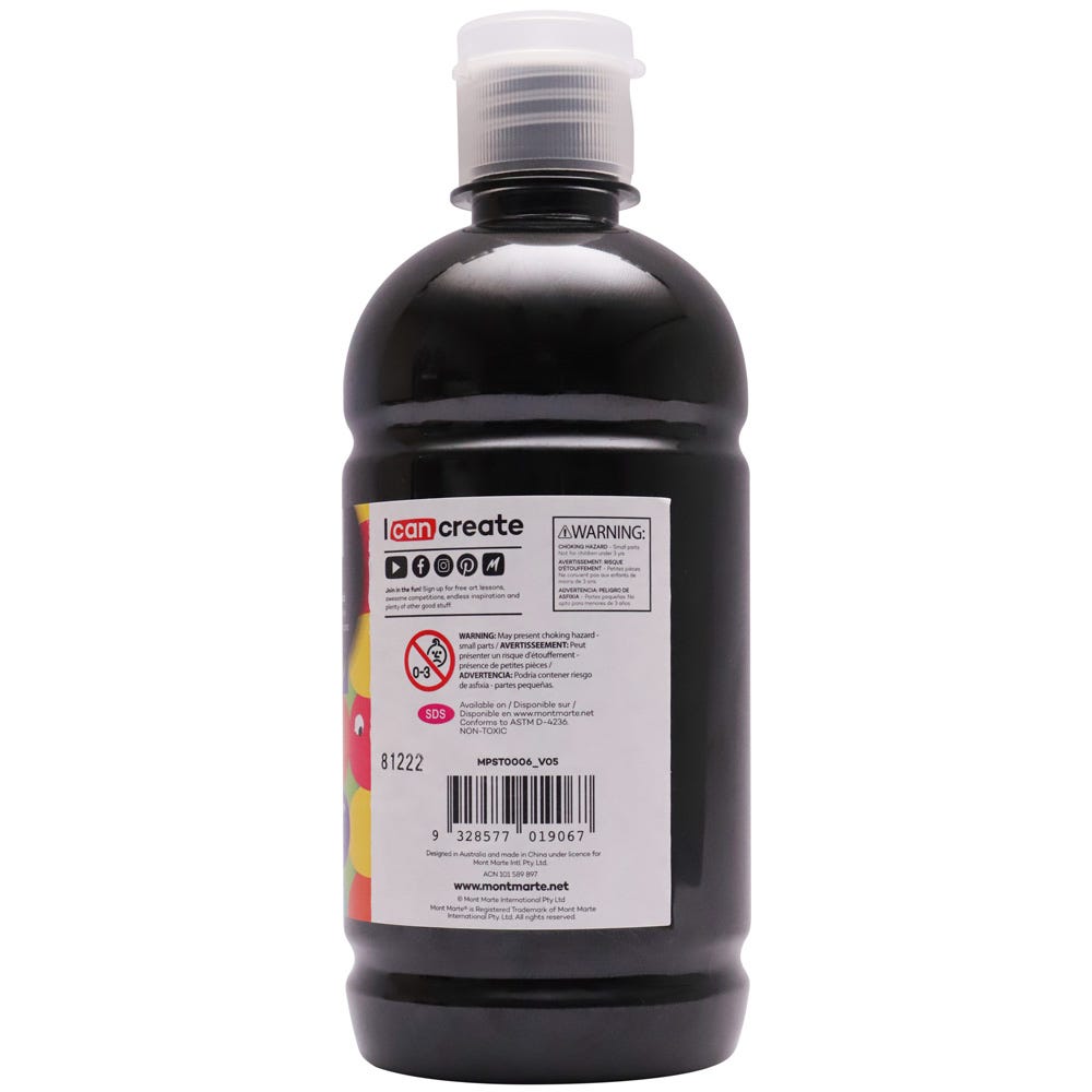 Mont Marte Poster Paint 500ml - Lamp Black - Al Masam Stationery LLC