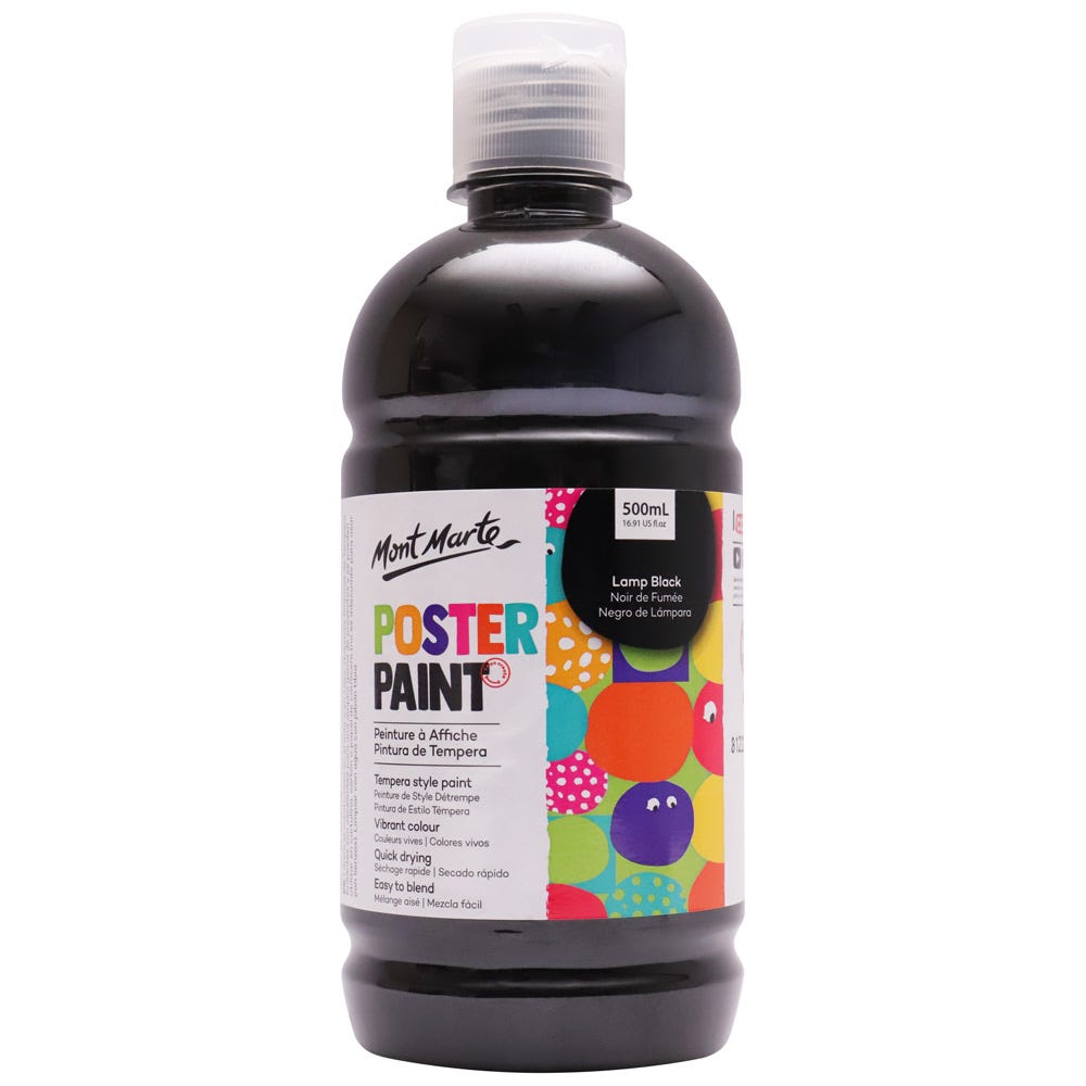 Mont Marte Poster Paint 500ml - Lamp Black - Al Masam Stationery LLC Main image