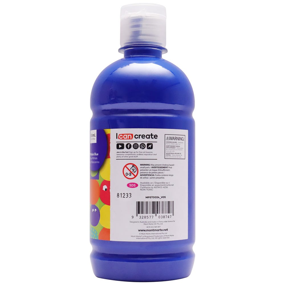 Mont Marte Poster Paint 500ml - Phthalo Blue Secondary image