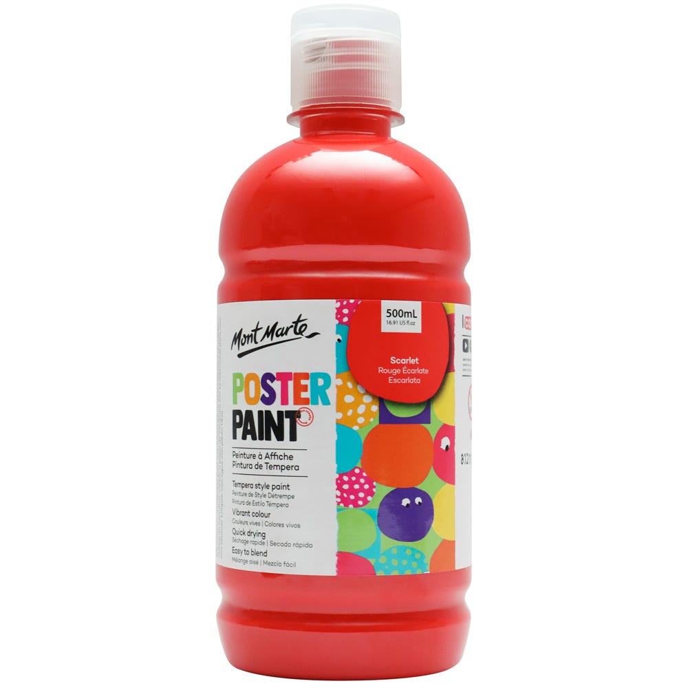 Mont Marte Poster Paint 500ml - Scarlet - Al Masam Stationery LLC Main image