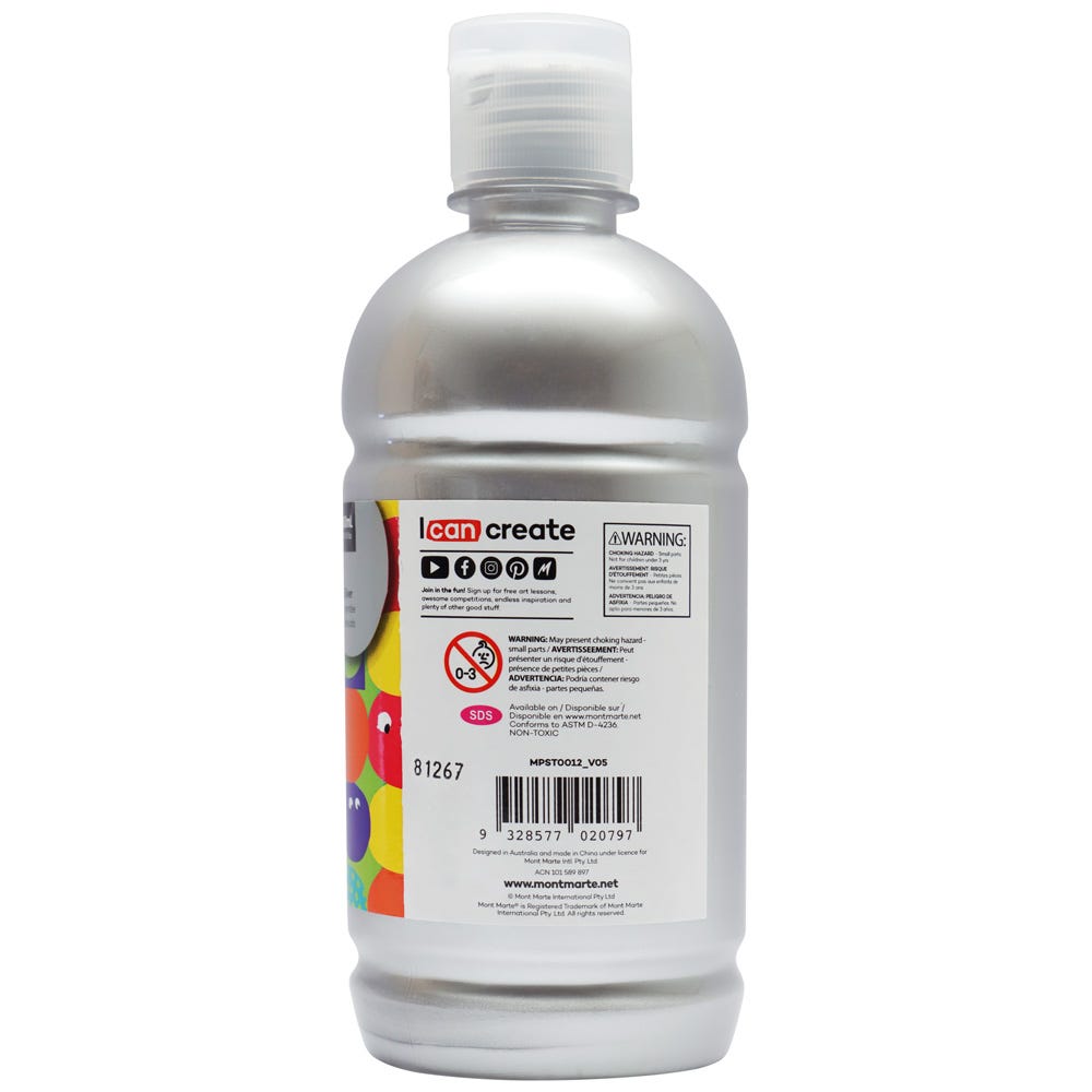Mont Marte Poster Paint 500ml - Silver - Al Masam Stationery LLC