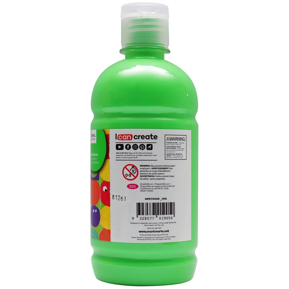 Mont Marte Poster Paint 500ml - Yellow Green - Al Masam Stationery LLC