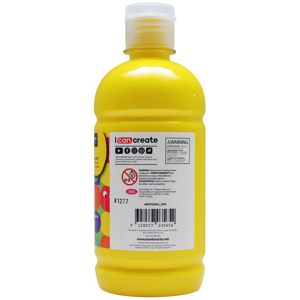 Mont Marte Poster Paint 500ml - Yellow Mid - Al Masam Stationery LLC