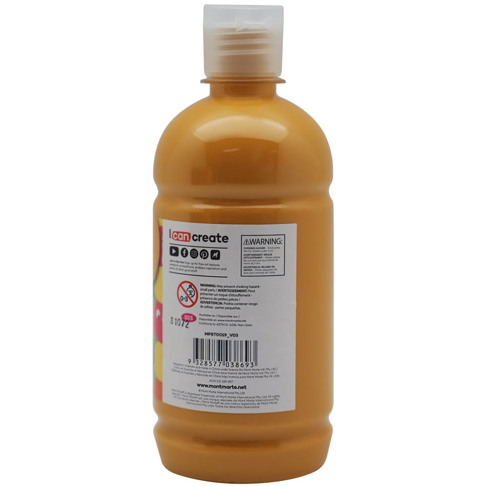 Mont Marte Poster Paint 500ml - Yellow Ochre - Al Masam Stationery LLC