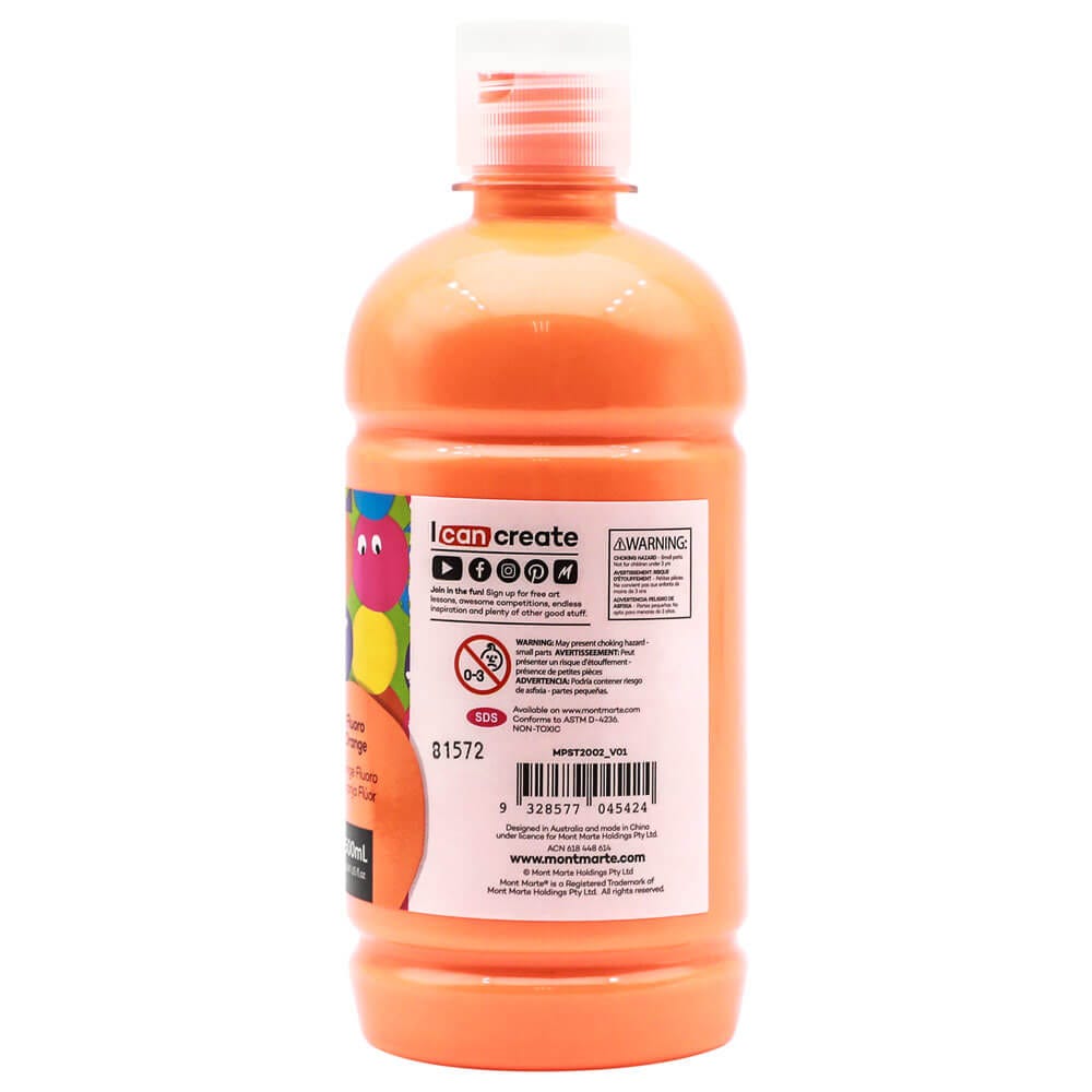 Mont Marte Poster Paint 500ml - Fluoro Orange Secondary image
