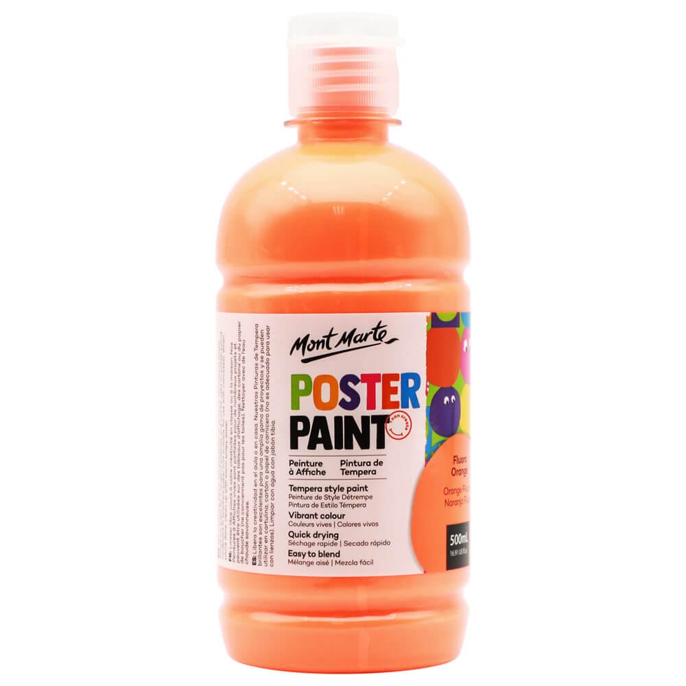 Mont Marte Poster Paint 500ml - Fluoro Orange - Al Masam Stationery LLC Main image