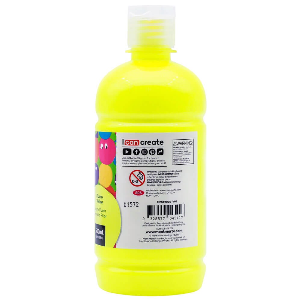 Mont Marte Poster Paint 500ml - Fluoro Yellow Secondary image