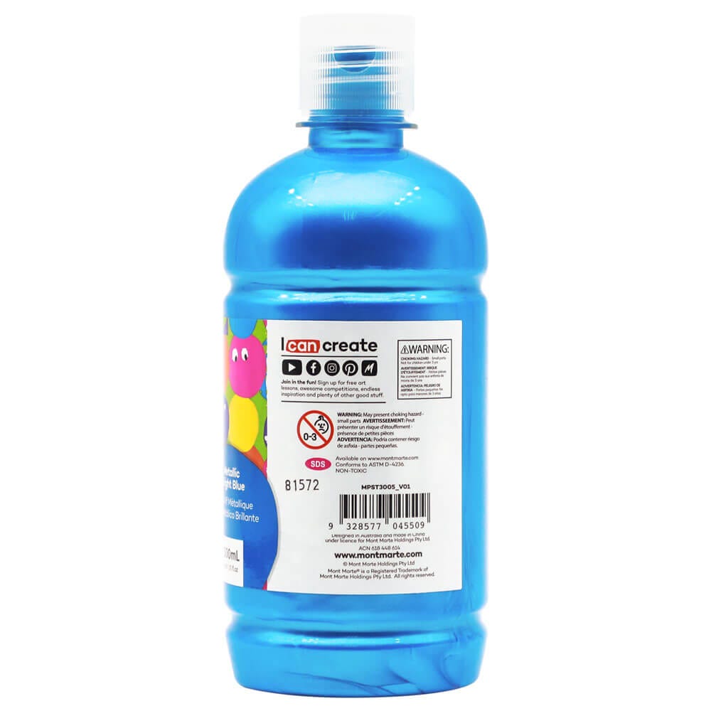 Mont Marte Poster Paint 500ml - Metallic Bright Blue Secondary image