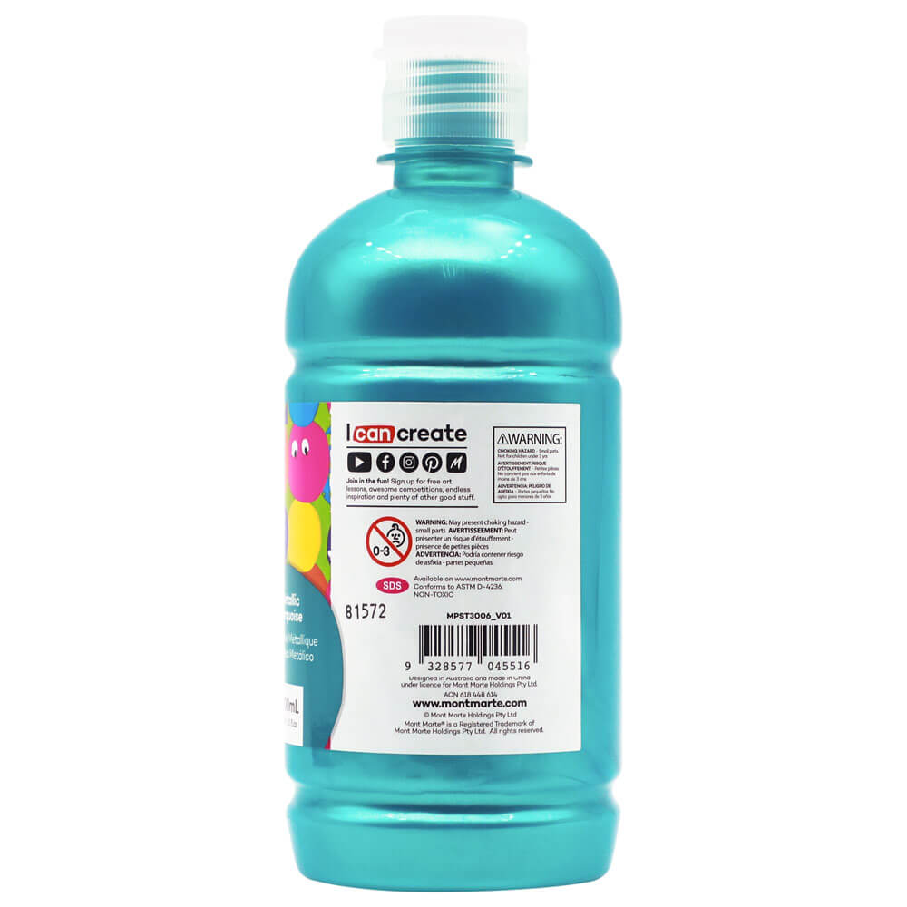 Mont Marte Poster Paint 500ml - Metallic Turquoise - Al Masam Stationery LLC