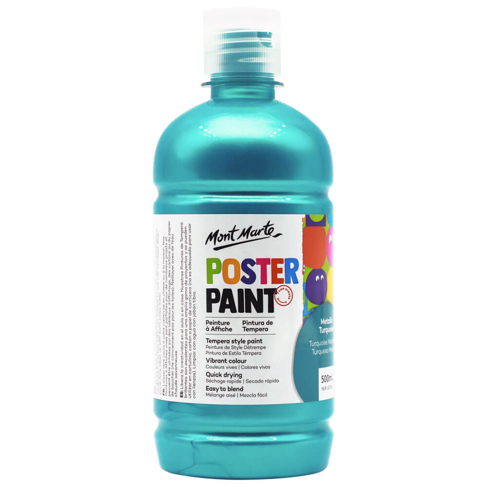 Mont Marte Poster Paint 500ml - Metallic Turquoise - Al Masam Stationery LLC Main image