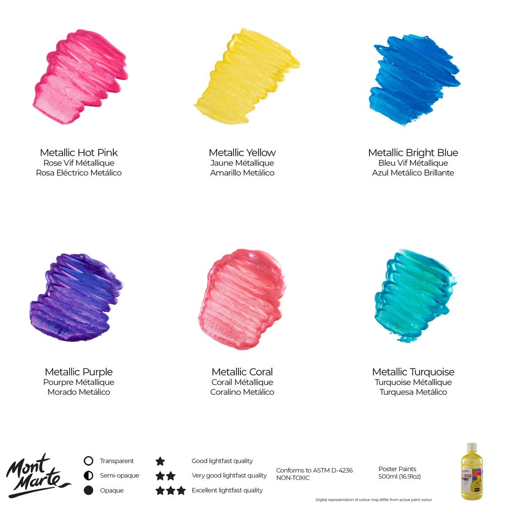 Mont Marte Poster Paint 500ml - Metallic Yellow - Al Masam Stationery LLC