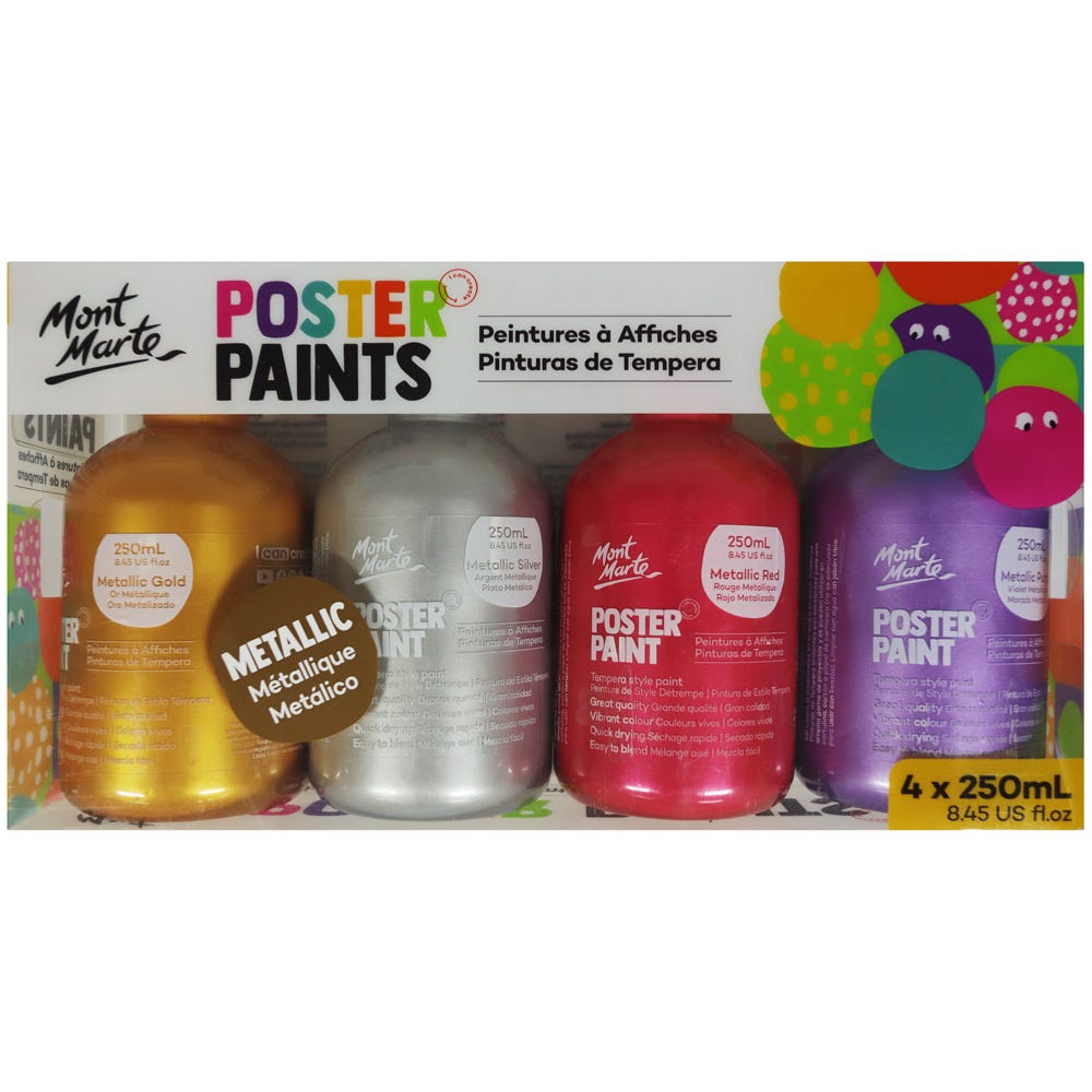 Mont Marte Poster Paint 250ml 4pc - Metallic - Al Masam Stationery LLC Main image