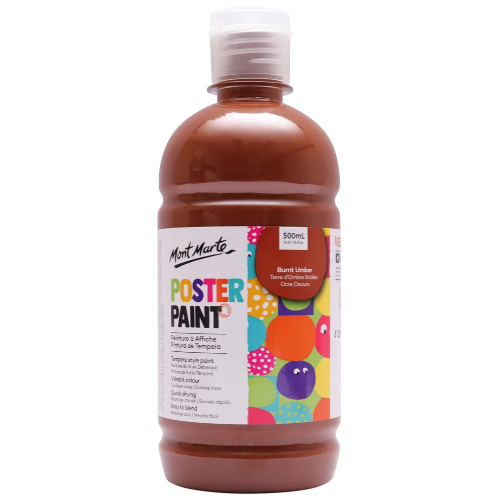 Mont Marte Poster Paint 500ml - Burnt Umber - Al Masam Stationery LLC Main image
