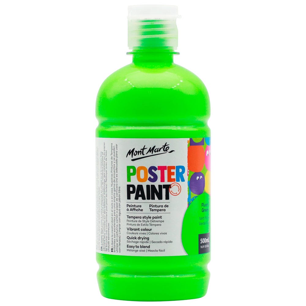 Mont Marte Poster Paint 500ml - Fluoro Green - Al Masam Stationery LLC Main image