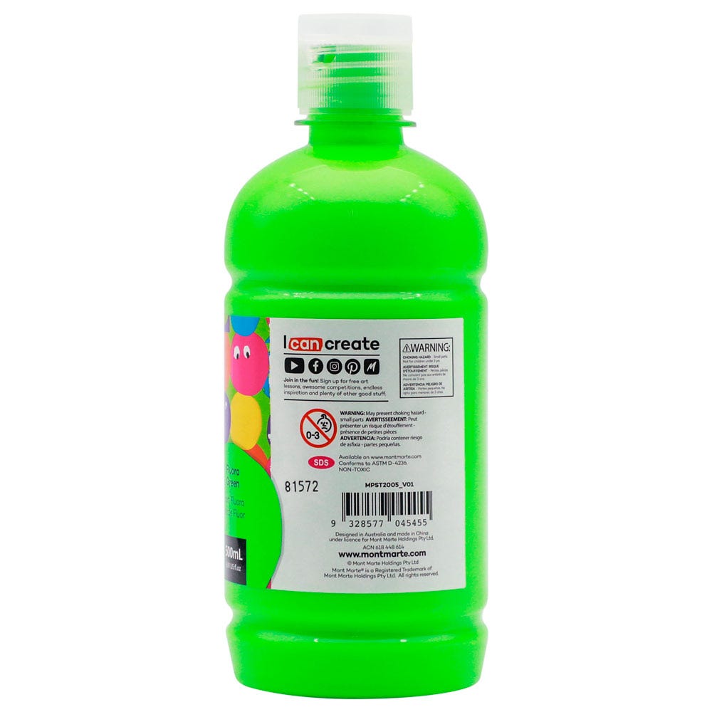 Mont Marte Poster Paint 500ml - Fluoro Green Secondary image
