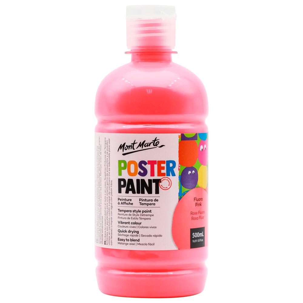 Mont Marte Poster Paint 500ml - Fluoro Pink - Al Masam Stationery LLC Main image